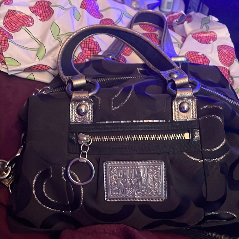 Coach Poppy Black and Silver Women's Bag 11 X 8.5